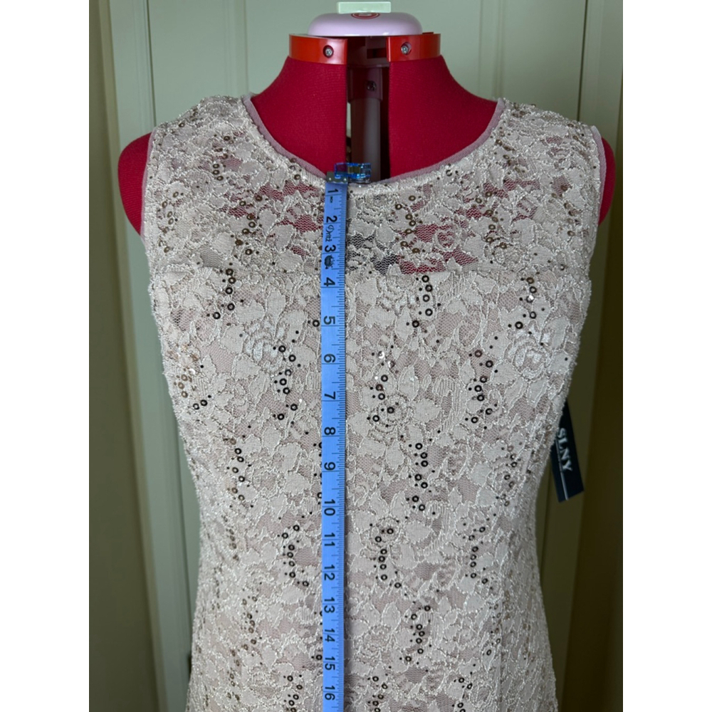 NWT Women's SLNY Plus 16 Blush Lace Sequin Midi Dress with Shrug 2PC Set - Picture 8 of 14